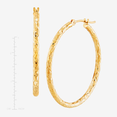 Womens 10K Gold 30mm Round Hoop Earrings
