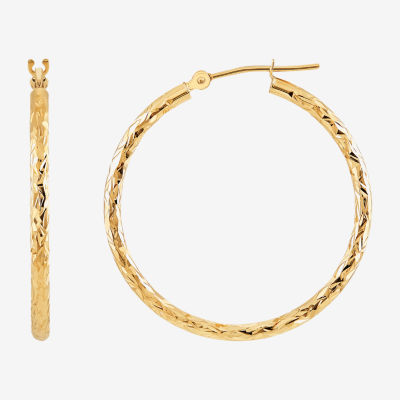 10K Gold 30mm Round Hoop Earrings