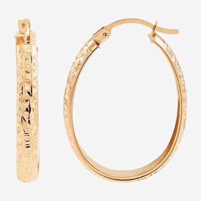 Womens 10K Gold 30mm Oval Hoop Earrings