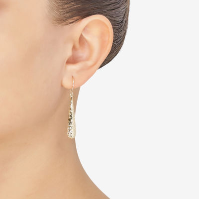 Womens 10K Gold Round Drop Earrings