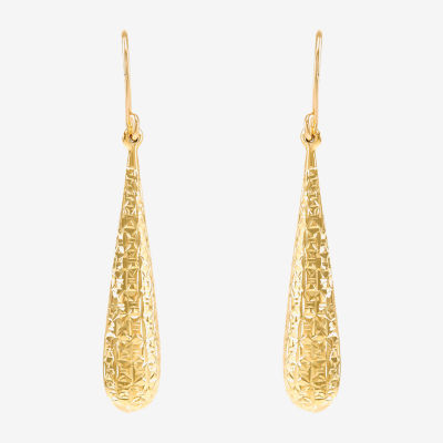 10K Gold Round Drop Earrings