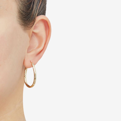 14K Gold 28mm Round Hoop Earrings