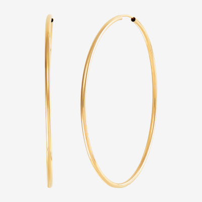 14K Gold 50mm Round Hoop Earrings