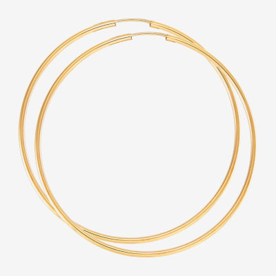 14K Gold 50mm Round Hoop Earrings