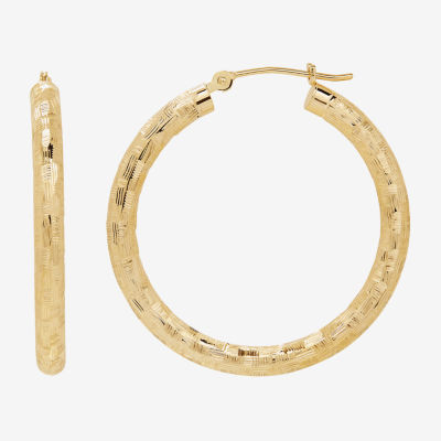 14K Gold 30mm Round Hoop Earrings