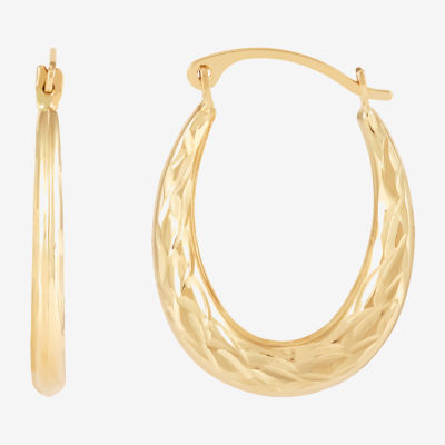 Womens 14K Gold 28.1mm Oval Hoop Earrings