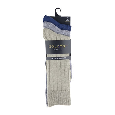 Gold Toe Nantucket Dress 3 Pair Crew Socks Mens