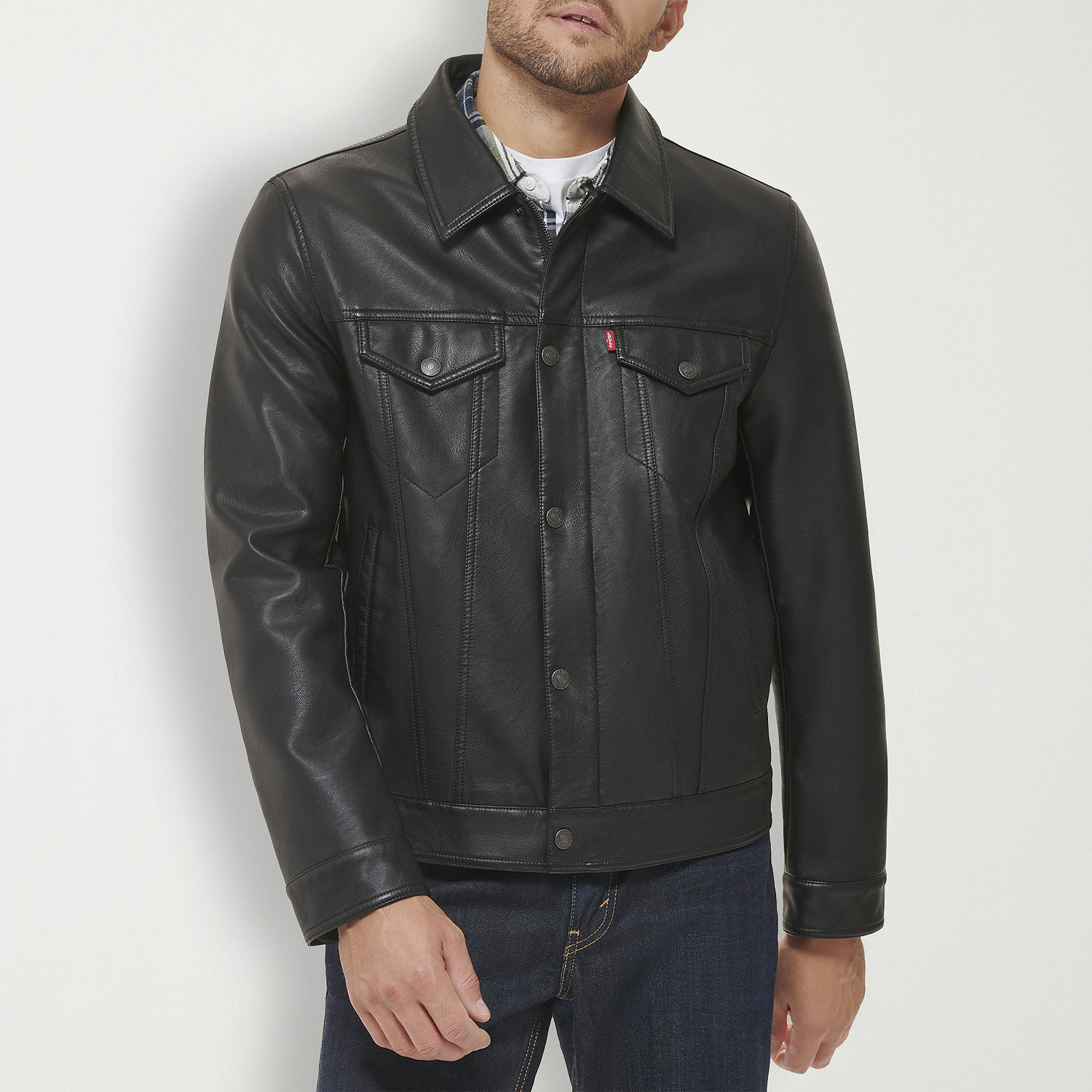 Levi's® Mens Midweight Faux Leather Trucker Jacket - JCPenney