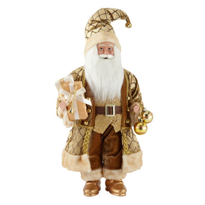 North Pole Trading Co. 18in Gold Santa Figurine