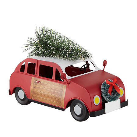 North Pole Trading Co. Santa Lodge Red Station Wagon Christmas Tabletop Decor, One Size, Red