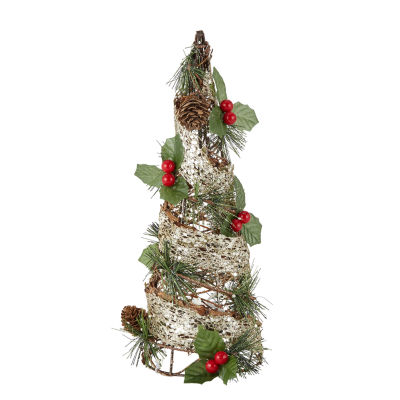 North Pole Trading Co. 12in Santa Lodge Berry Cone Christmas Tabletop Tree