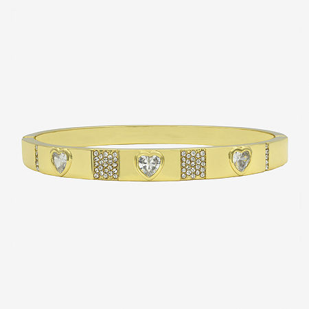 Sparkle Allure Womens Cubic Zirconia Gold Tone 14K Gold Over Brass Heart Bangle Bracelet