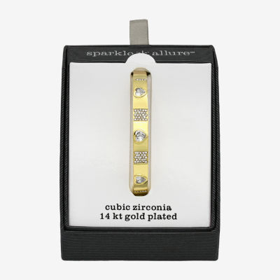 Sparkle Allure Womens Cubic Zirconia 14K Gold Over Brass Heart Bangle Bracelet