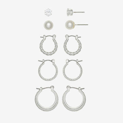 Mixit Hypoallergenic 5 Pair Simulated Pearl Round Earring Set