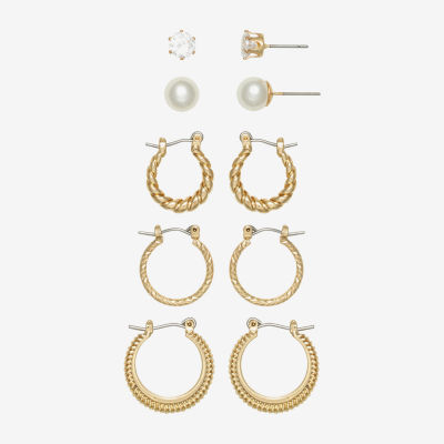 Mixit Hypoallergenic 5 Pair Simulated Pearl Round Earring Set