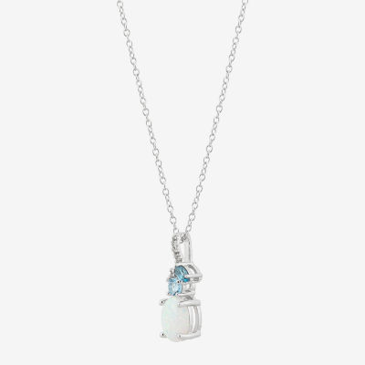 Limited Quantities! Womens Lab Created Opal Sterling Silver 18 Inch Pendant Necklace