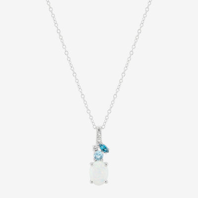 Limited Quantities! Womens Lab Created Opal Sterling Silver 18 Inch Pendant Necklace