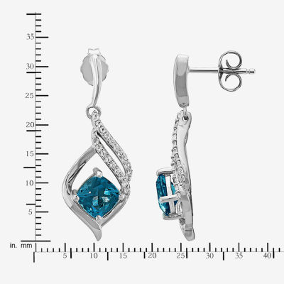 Genuine Blue Topaz Sterling Silver Drop Earrings