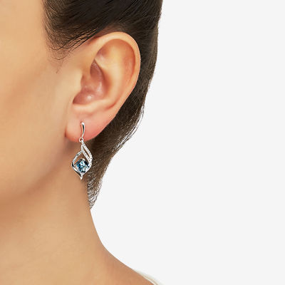 Genuine Blue Topaz Sterling Silver Drop Earrings