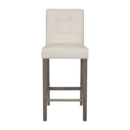 Leila Upholstered Tufted Bar Stool, One Size, White