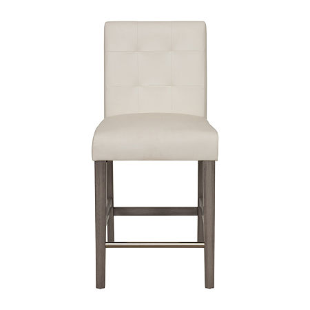 Leila Counter Height Upholstered Tufted Bar Stool, One Size, White