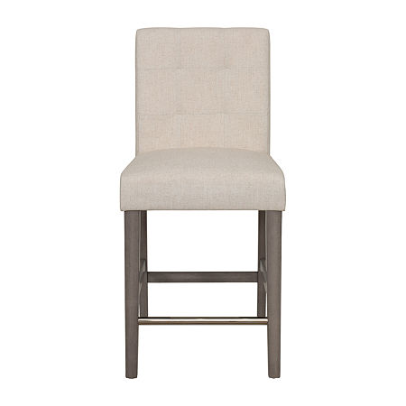 Leila Counter Height Upholstered Tufted Bar Stool, One Size, Beige