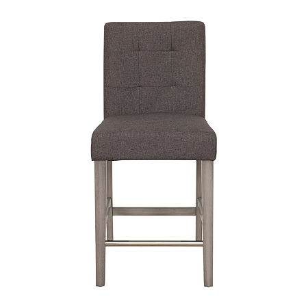 Leila Counter Height Upholstered Tufted Bar Stool, One Size, Brown