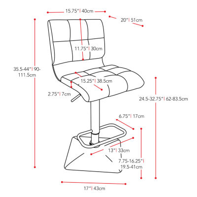 Bonded Leather Upholstered Bar Stool - Set of 2