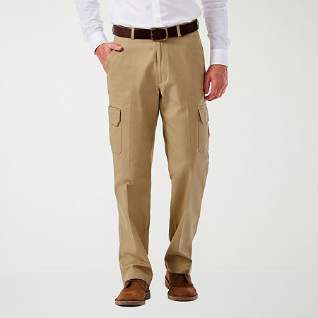 Haggar Mens Comfort Cargo Classic Fit Pant, 34 32, Beige