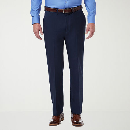 Haggar Mens Premium Comfort Classic Fit Flat Front Dress Pant, 34 32, Blue