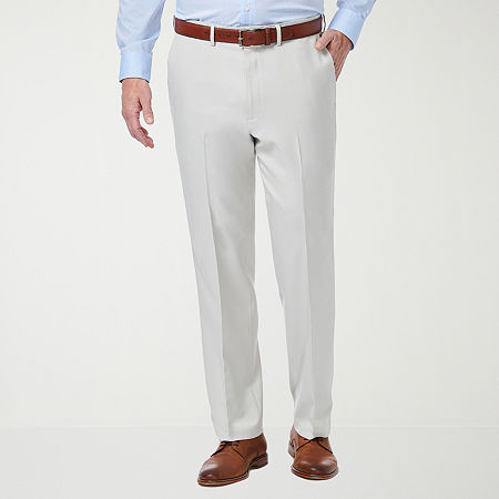 Haggar Premium Comfort Mens Classic Fit Flat Front Dress Pant, 34 32, White