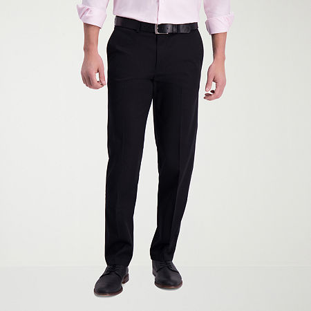 Haggar Mens Iron Free Premium Straight Fit Flat Front Khaki Pant, 38 32, Black
