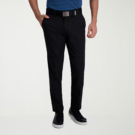 Haggar Mens Cool Right Performance Flex Slim Fit Flat Front Pant, 32 30, Black