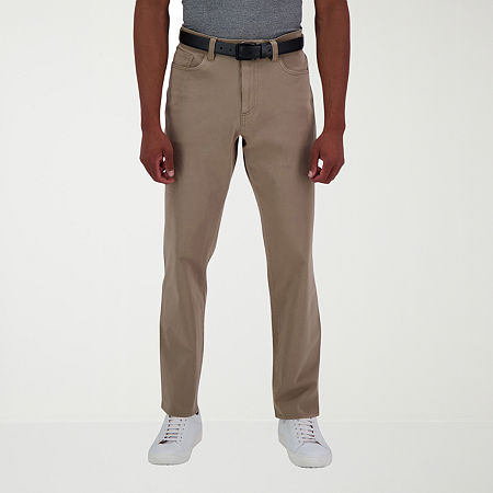 Haggar The Active Series City Flex 5 Pocket Cotton Traveler Mens Comfort Waistband Straight Straight Fit Flat Front Pant, 32 29, White