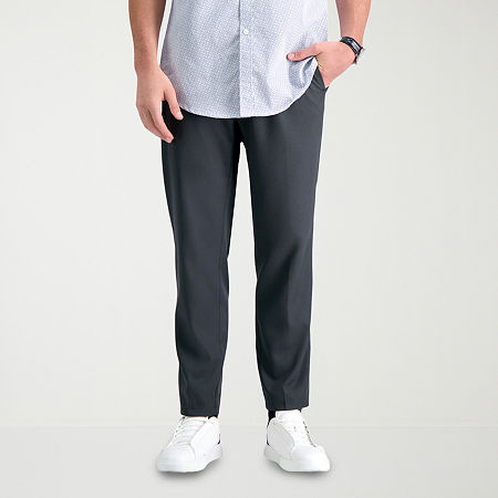 Haggar The Active Series Everyday Ultra Mens Comfort Waistband Slim Slim Fit Flat Front Pant, 32 34, Gray
