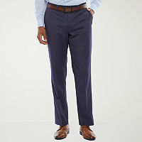 Van Heusen Cool Flex Mens Stretch Fabric Slim Fit Flat Front Suit Pants, 40 30, Blue