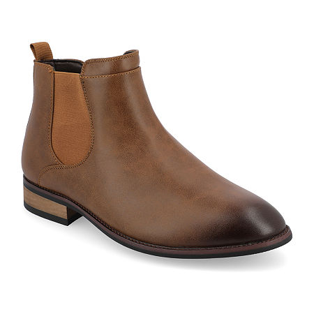 Vance Co Mens Landon Stacked Heel Chelsea Boots, 9 Wide, Brown