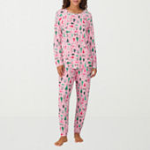 Cuddl Duds Womens Plus Round Neck Long Sleeve 2 pc. Pant Pajama Set JCPenney