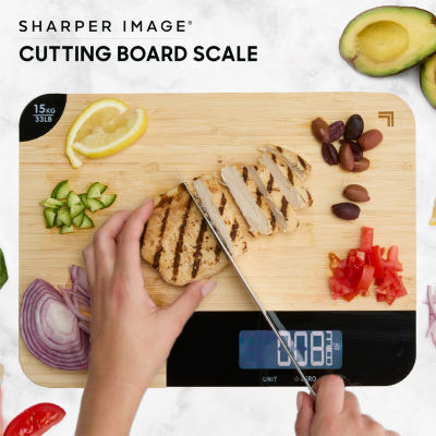 Sharper Image Bamboo Cutting Board + Scale