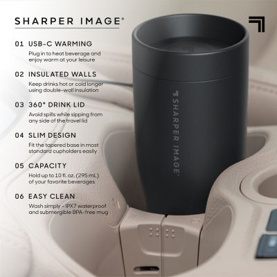 Sharper Image Auto Mug With 360 Popup Lid