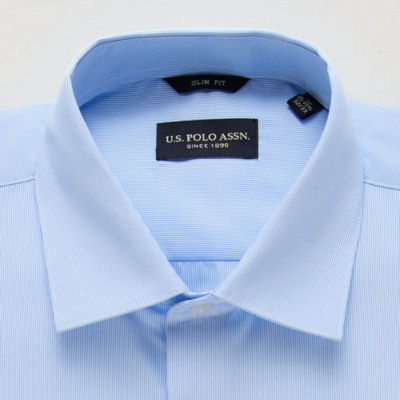 U.S. Polo Assn. Mens Slim Fit Stretch Fabric Long Sleeve Dress Shirt