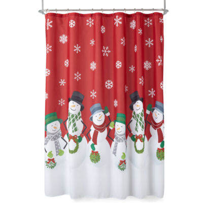 Avanti Red Snowman Shower Curtain