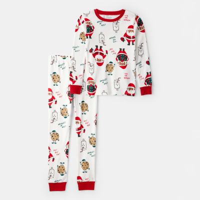 Carter's Family Matching Santa Little & Big Kid Unisex Rib Round Neck Long Sleeve 2-pc. Pajama Sets
