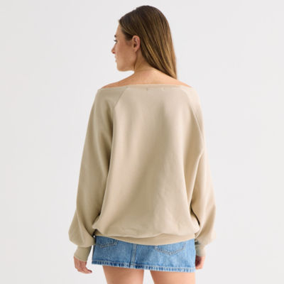 Arizona Womens Juniors Boat Neck Long Sleeve Sweatshirt