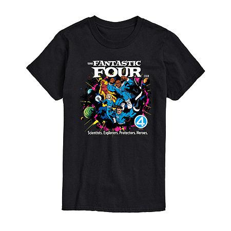 Mens Crew Neck Short Sleeve Regular Fit Marvel Big and Tall Graphic T-Shirt, 2x-large Tall, Black