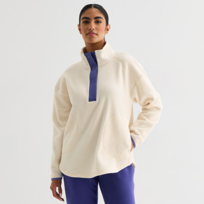 Xersion Womens Microfleece Woven Turtleneck Long Sleeve Sweatshirt