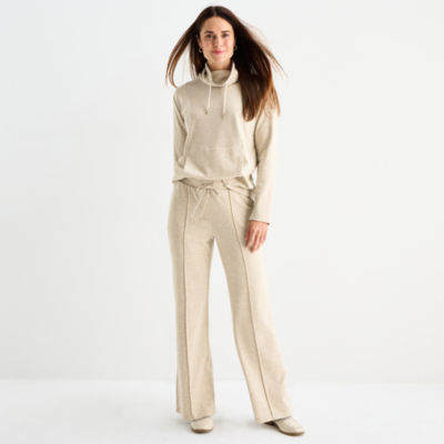 Liz Claiborne Womens Wide Leg Mid Rise Jogger Pant