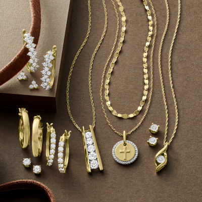 Yes, Please! Womens Lab Created White Sapphire 14K Gold Over Silver 2 Pair Jewelry Set