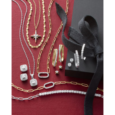 Yes, Please! (G-H / I1-12) Womens Diamond Accent Lab Grown White Diamond 14K Gold Over Silver Paperclip 18 Inch Pendant Necklace