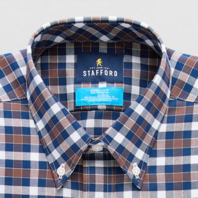 Stafford Slim Coolmax All Season Oxford Mens Fit Stretch Fabric Wrinkle Free Long Sleeve Dress Shirt